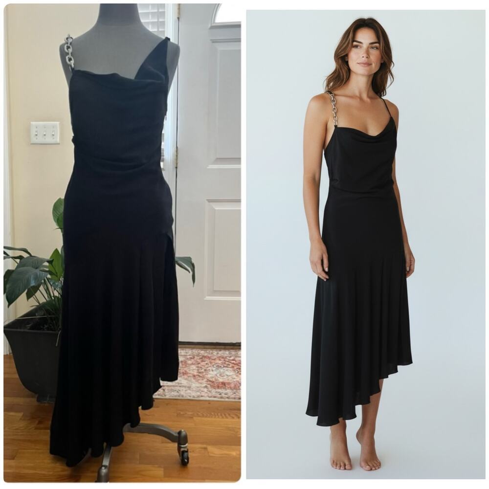 Giuseppe Di Morabito Asymmetric Hem Side High Slit Rhinestone Strap Dress 00 - Picture 2 of 14